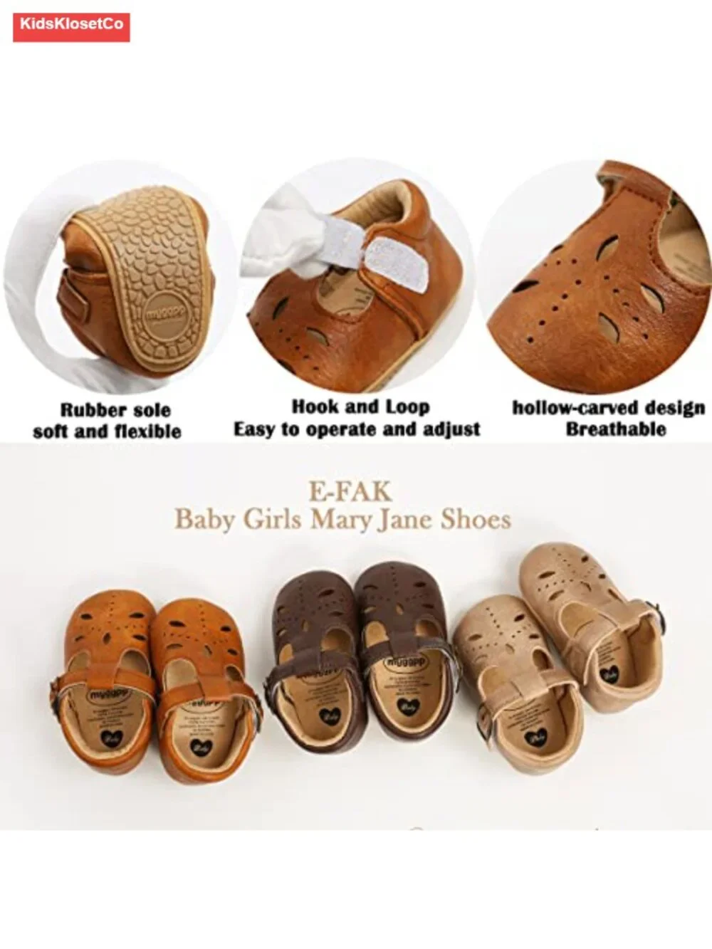 Baby Girl Mary Jane Flats PU Leather Non-Slip Toddler First Walker Princess